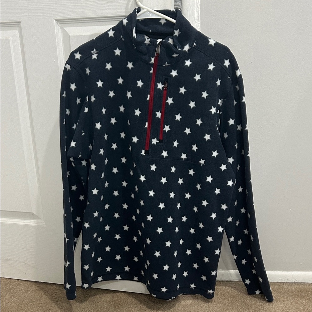 Duluth Trading Co Black and White Star Zip Up Sweater